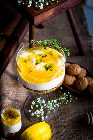 honey cheesecake with honey lemon thyme drizzle image